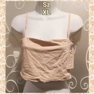 NEW SAHLT WOMENS BEIGE NUDE SHAPE WEAR STYLE CROP TOP SIZE XL